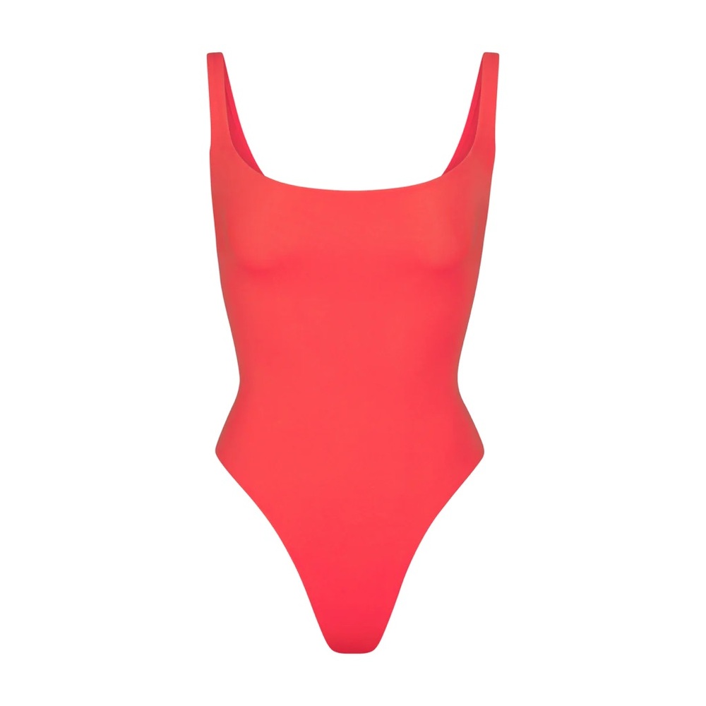 SKIMS NWT Fits Everybody Square Neck Bodysuit Small Poppy Colour
